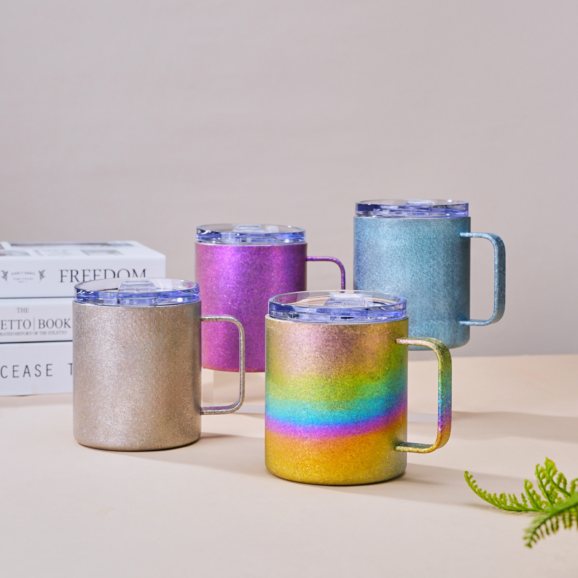 家年华/马克杯家用简约喝水杯带盖啤酒杯渐变便携咖啡杯网红茶器