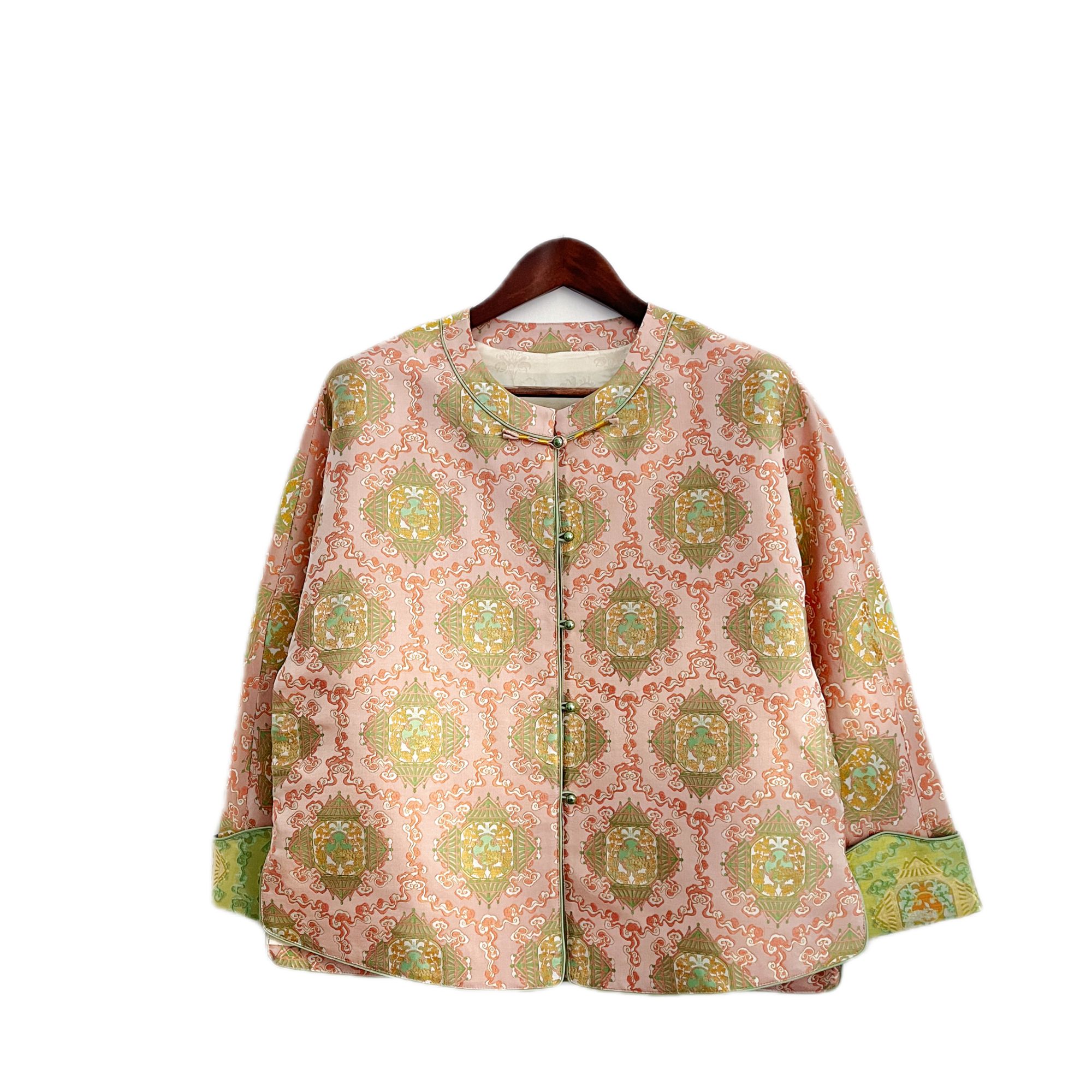 【蟾宫折桂】钱小萍蟾宫折桂纹锦 非遗桑蚕丝 环领对襟粉色外套国风