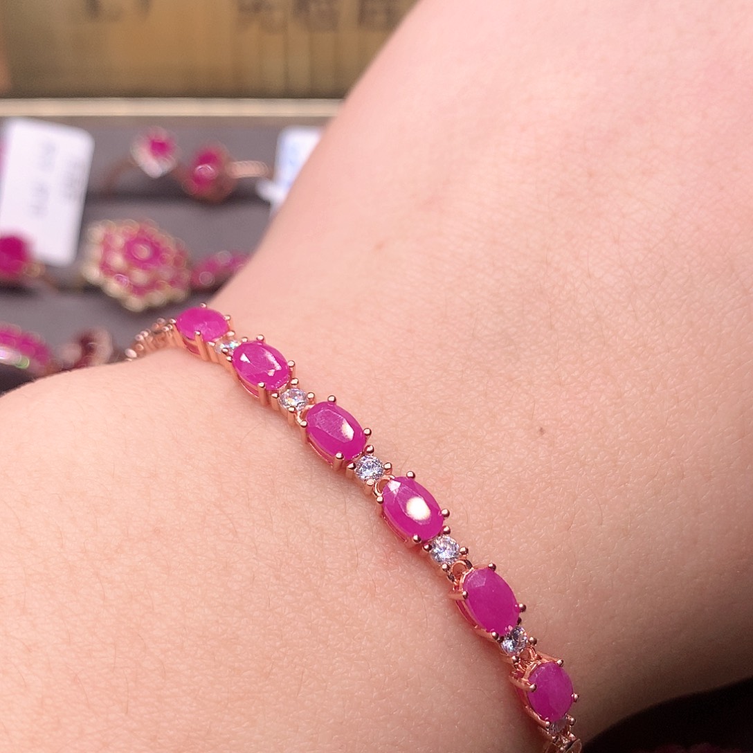 红宝石手链银S925镶嵌