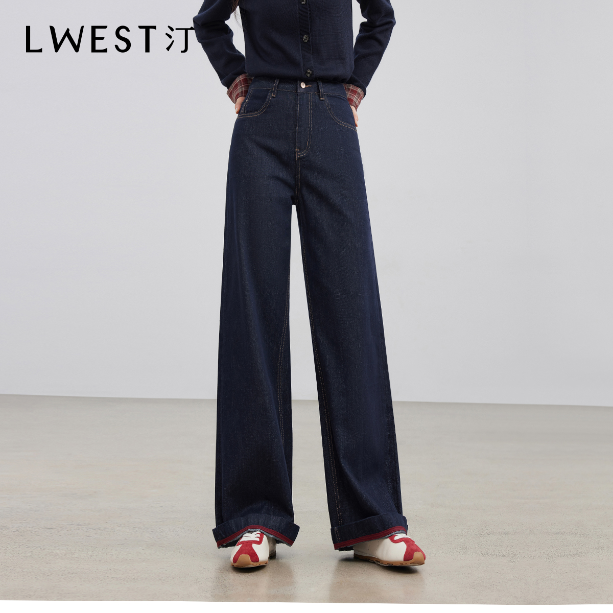 【达人专属】朗文斯汀百搭高腰显瘦直筒牛仔裤DTMN5509A12738