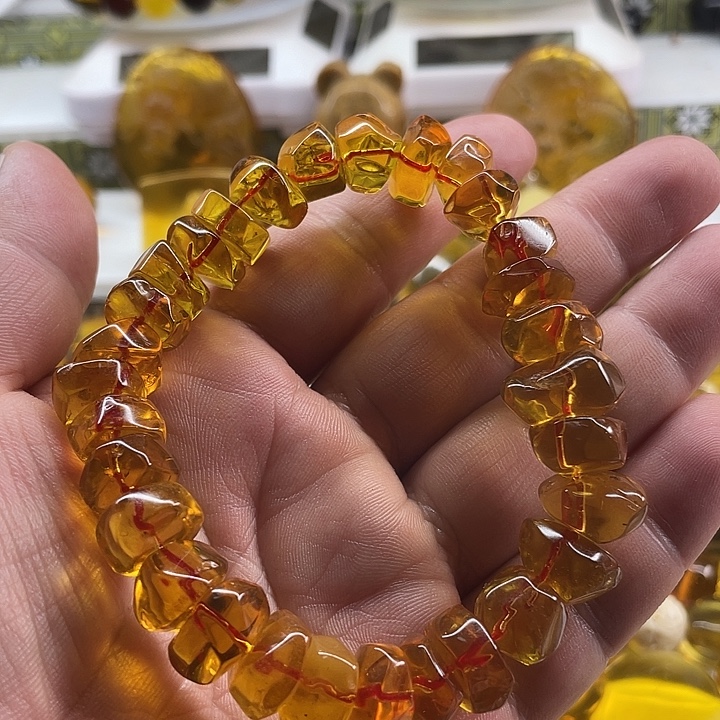 琥珀未镶嵌裸石手串