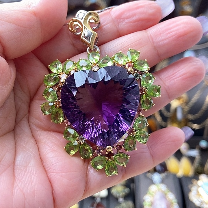 水晶颈饰银S925镶嵌吊坠