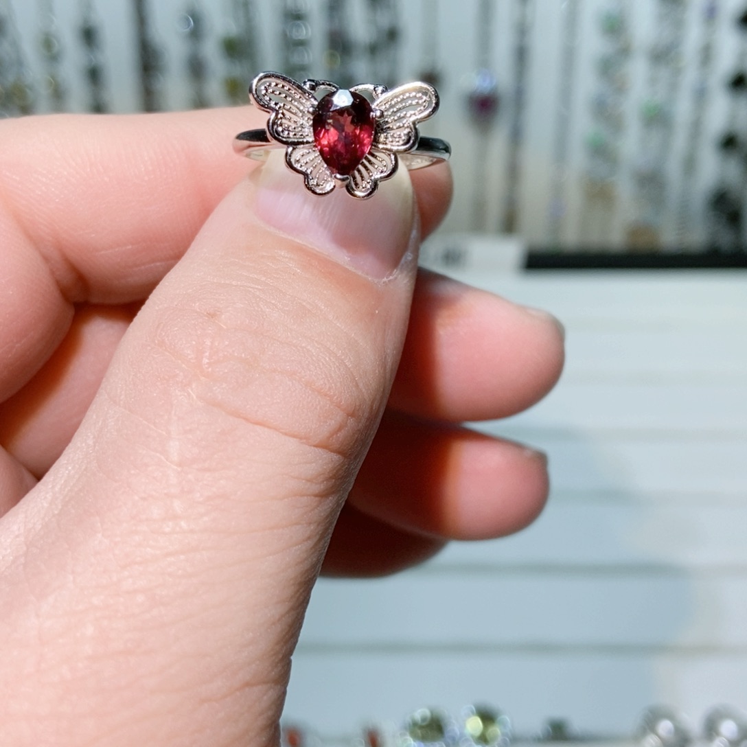 绿水晶戒指银S925镶嵌