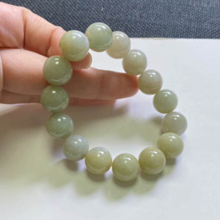 天然缅甸翡翠A货，冰润满黄手串卡12mm