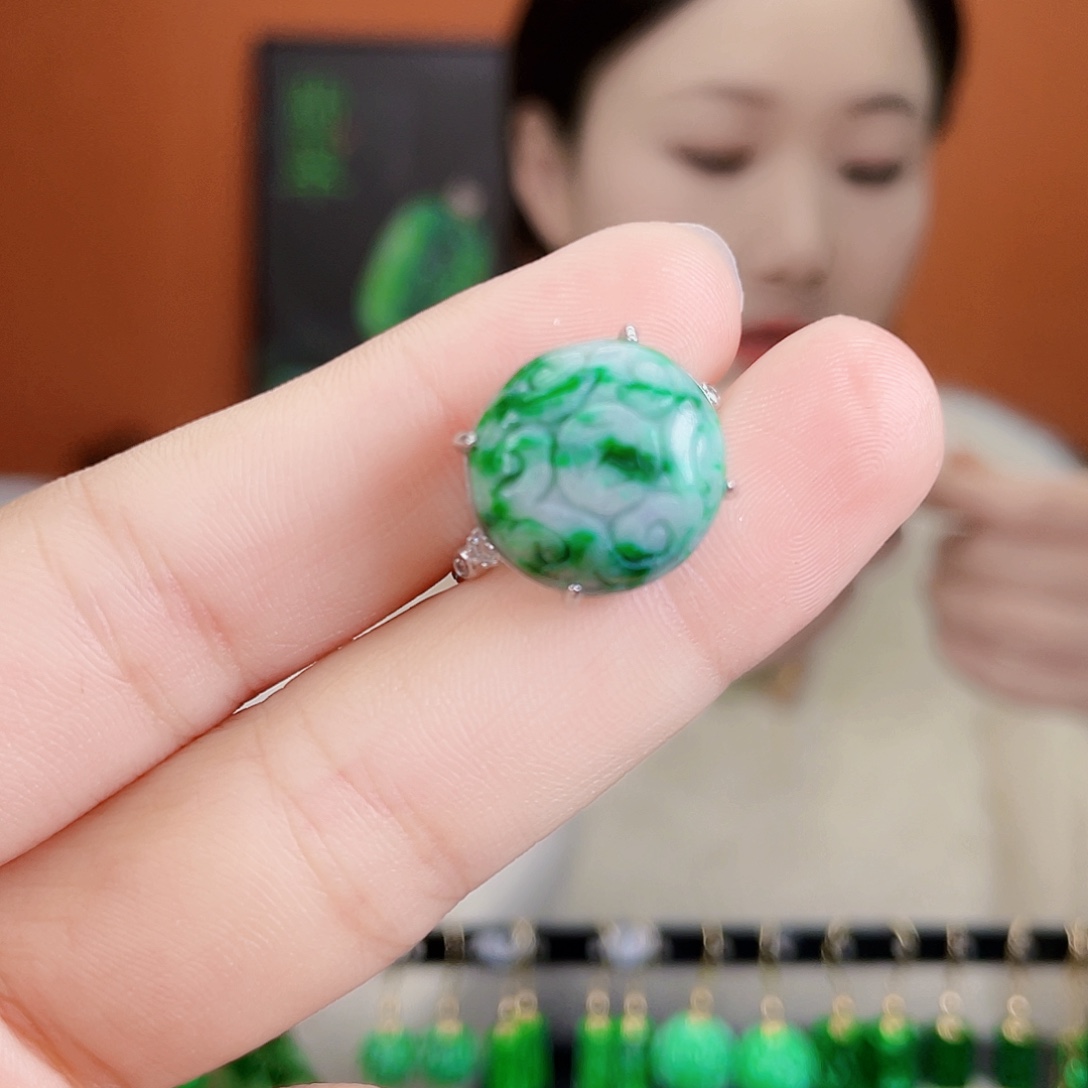 翡翠银S925镶嵌耳饰