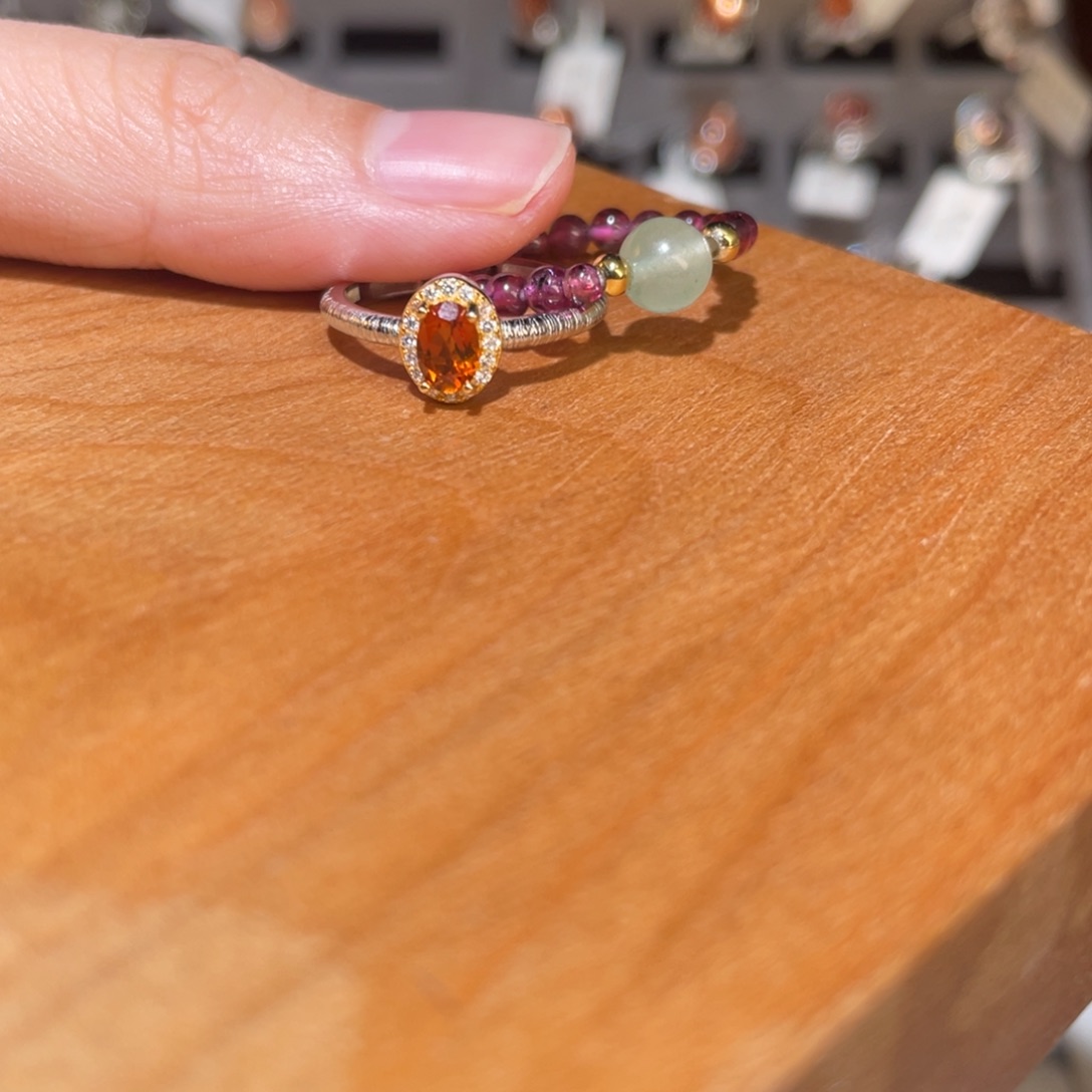 烟晶银S925镶嵌戒指