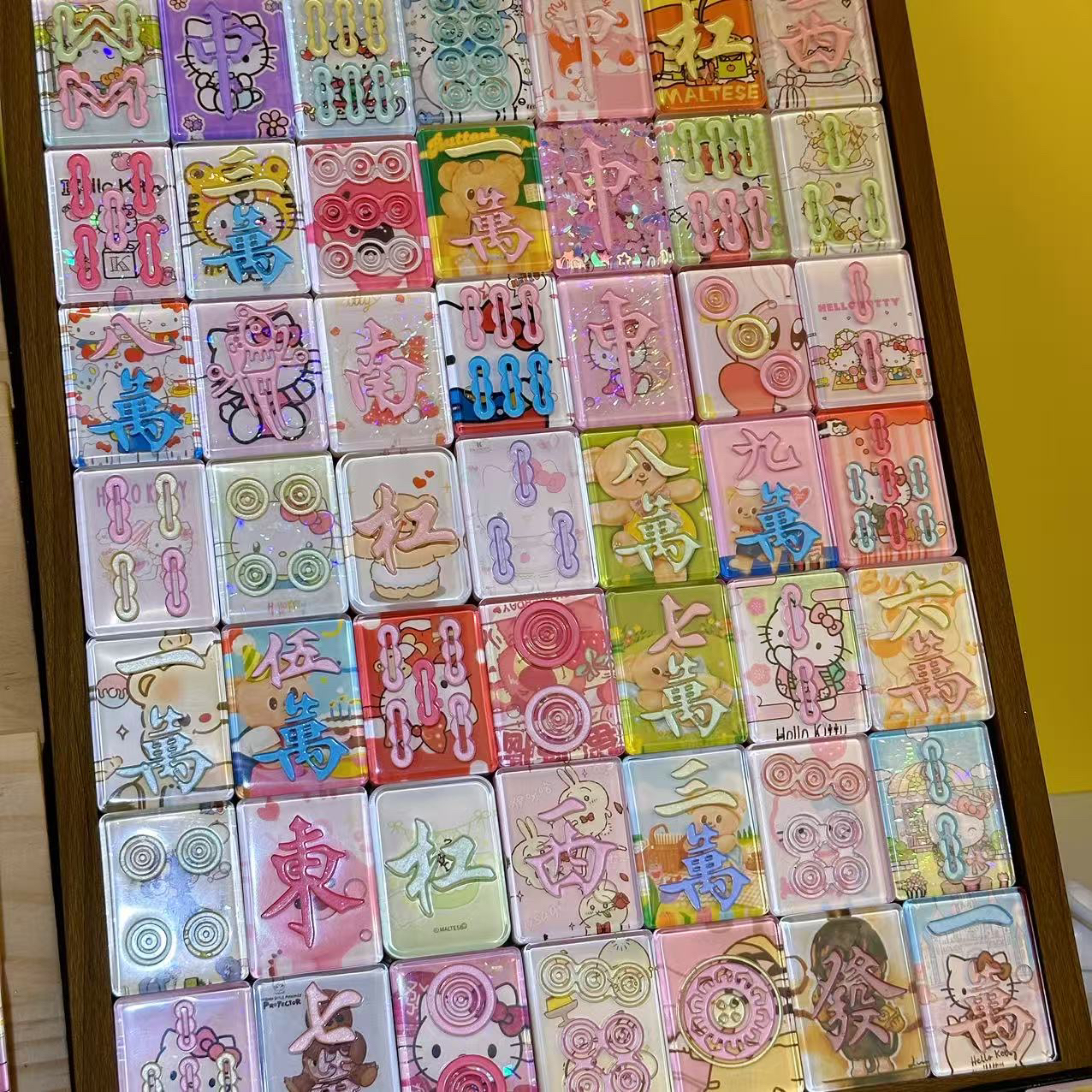 璐璐手工麻将 直播间选款滴胶流沙麻将转转麻将