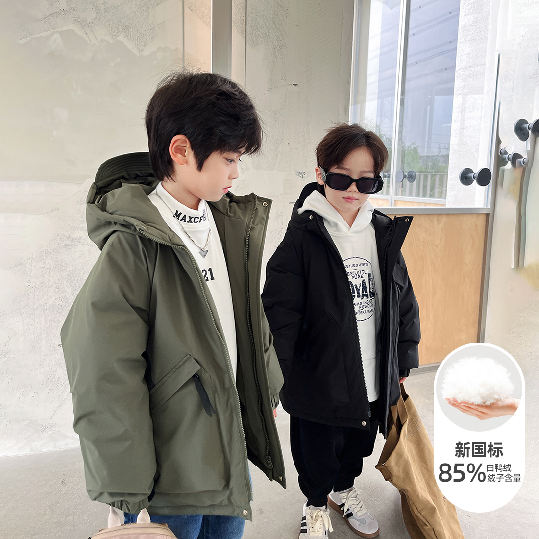 男童羽绒服加厚儿童外套冬装新国标90白鸭绒D-23272 悠悠童话童装