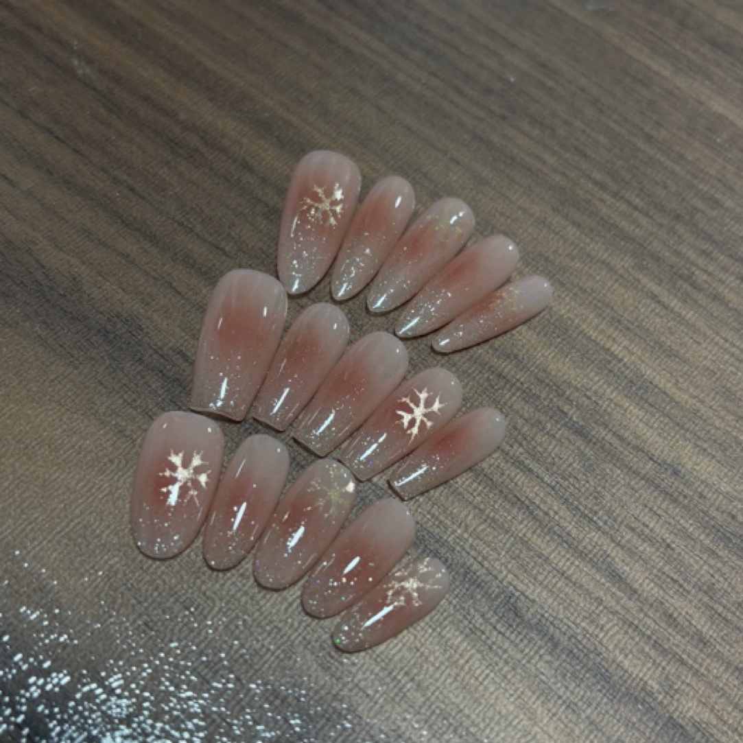 【雪花 】手工穿戴甲气质时尚简约穿戴式冰透ins风夏日白色可爱