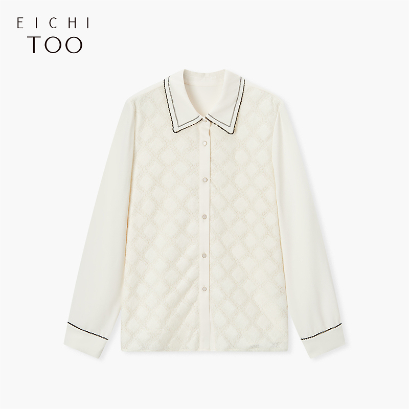 爱居兔新款休闲时尚经典黑白撞色长袖休闲衬衫ENEAJ3P001A