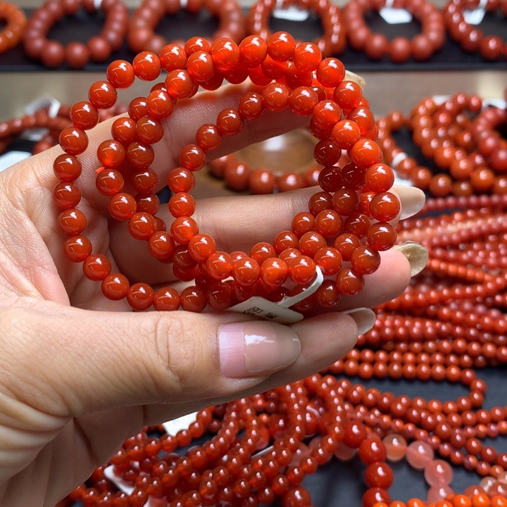 @***师玛瑙/玉髓天然玛瑙手串多圈未镶嵌