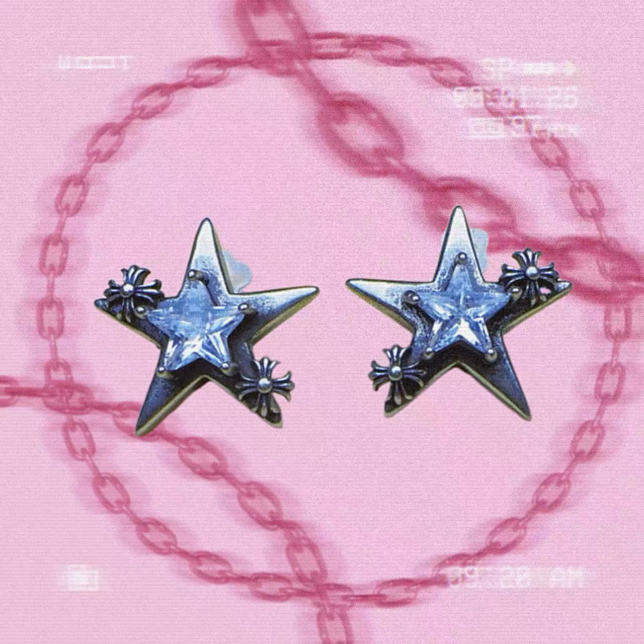 钛钢耳饰 独特锆石五芒星耳环小众个性气质时尚设计感耳钉A0300