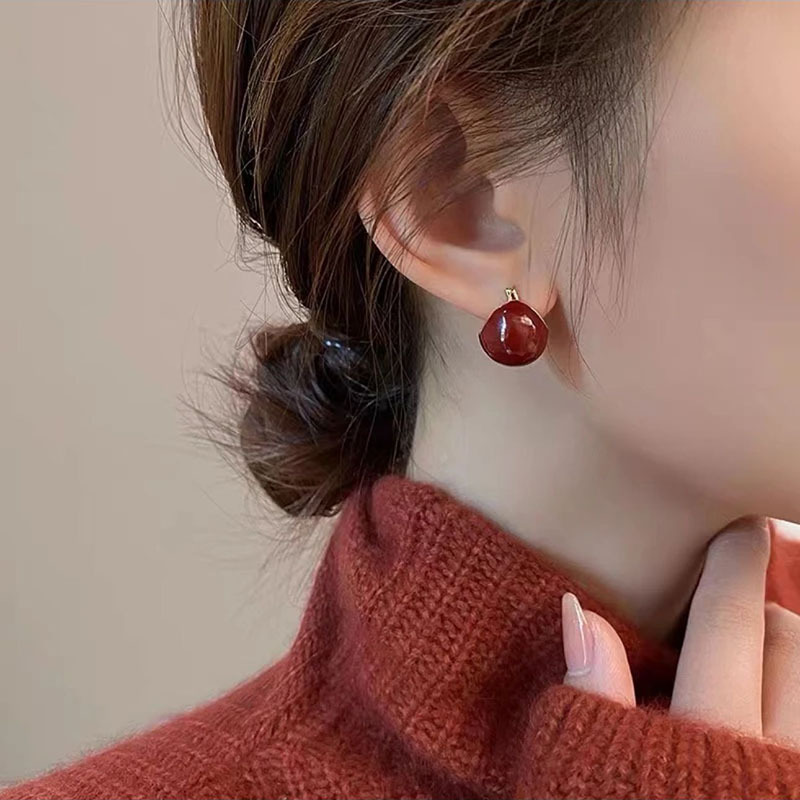 铜合金耳饰 时尚轻奢珐琅滴油耳环百搭耳扣名媛风复古耳饰Y912