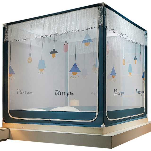 2022新款高级蚊帐儿童婴儿防摔家用免安装方便拆洗蒙古包加厚支架