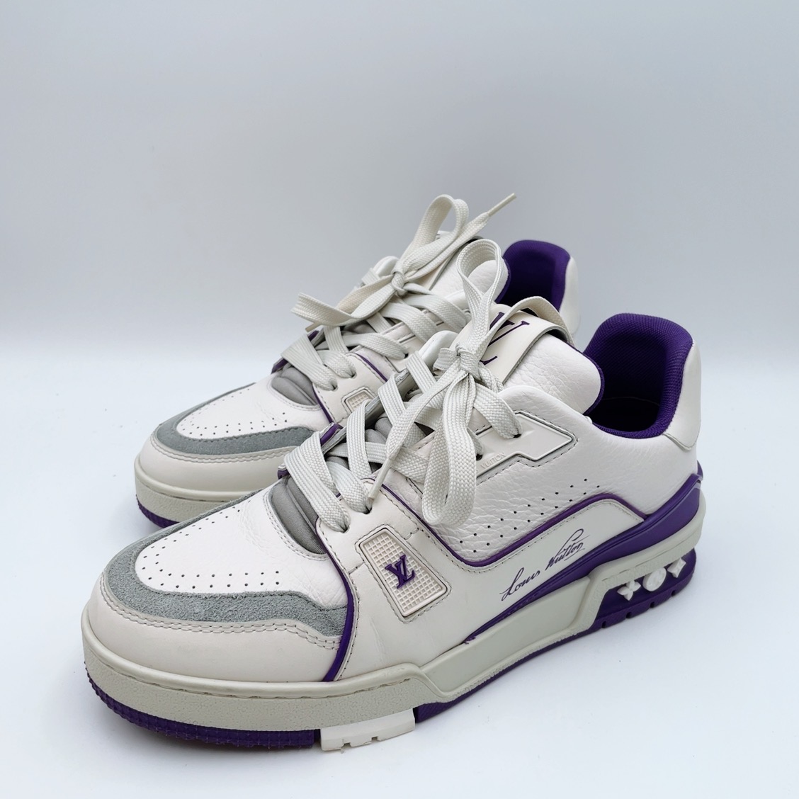 95新 LouisVuitton/路易威登 36码白紫色trainer板鞋my739