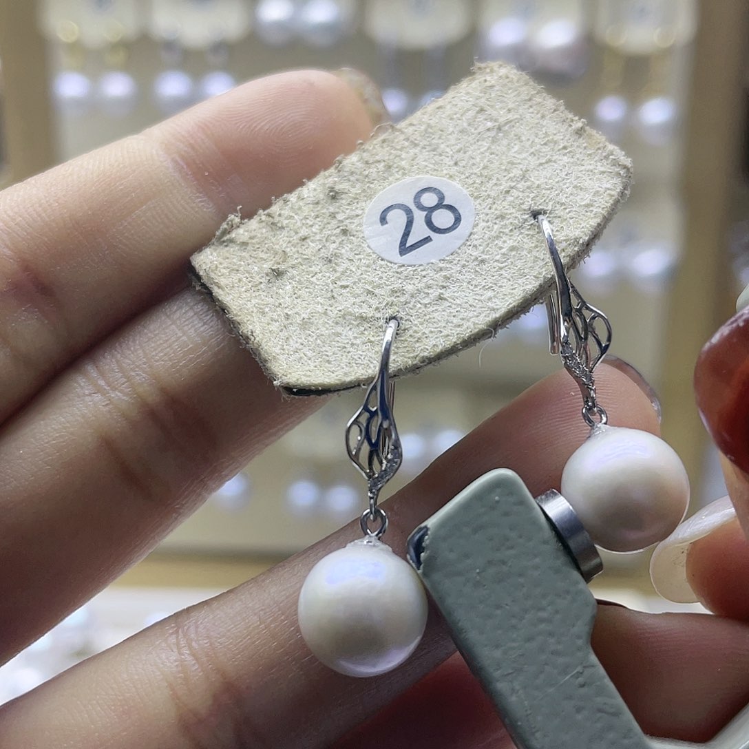淡水珍珠耳饰银S925镶嵌