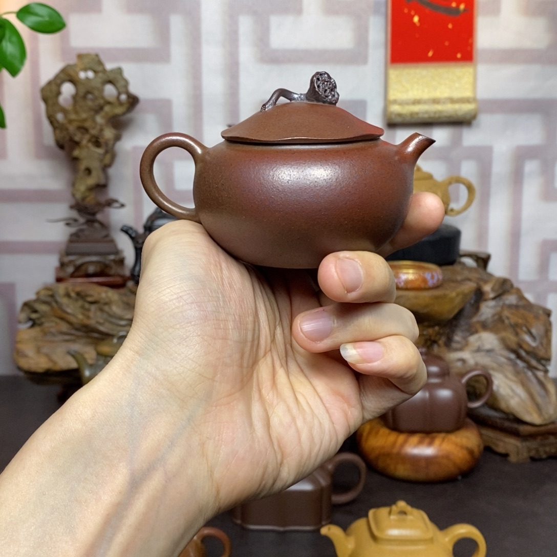 紫砂茶壶紫砂茶具老段柴烧荷塘情趣