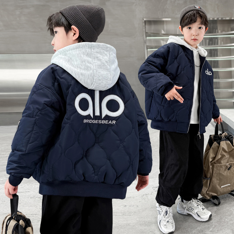 男童棉服冬款棉衣加棉加厚2025新款冬季棒球服中大童儿童男孩冬装
