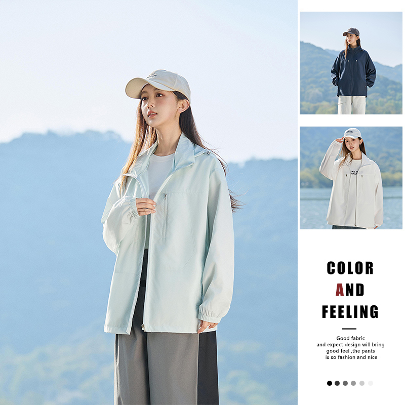 青春活力抗皱吸汗优雅风防晒衬衫宽松舒适户外情侣透气防晒衣
