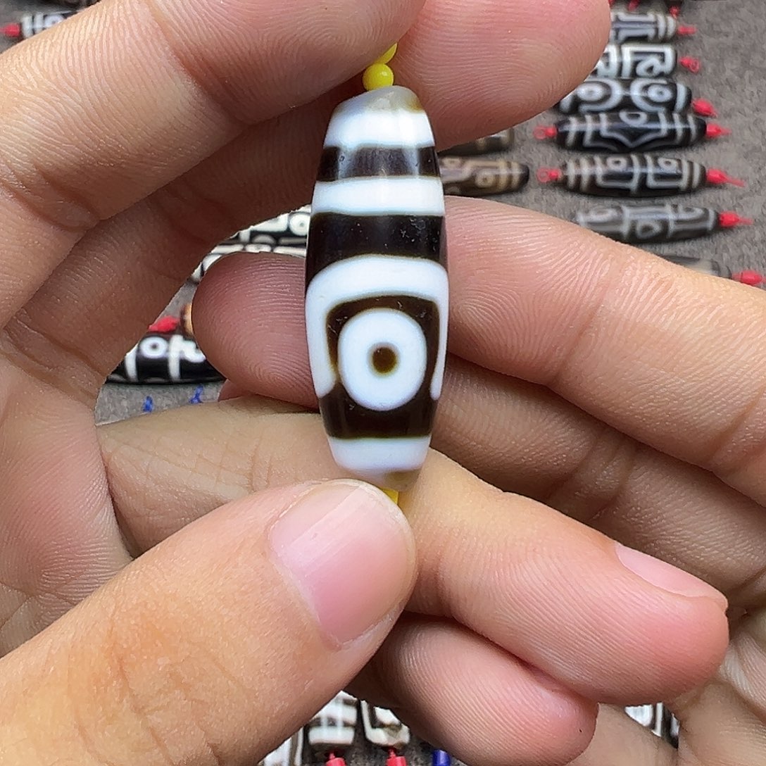 玛瑙/玉髓未镶嵌吊坠(赠链)行运如意二眼天珠