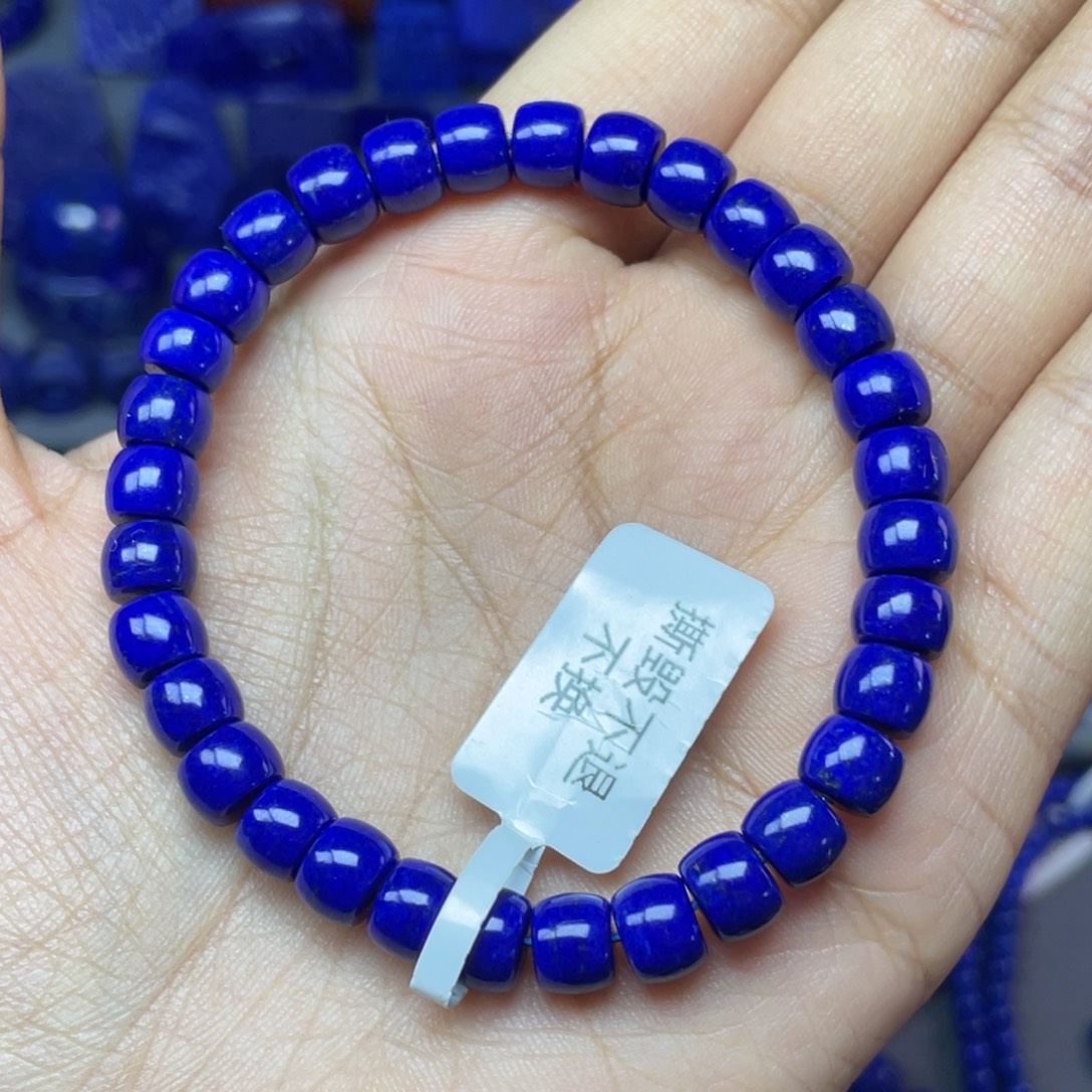 青金石未镶嵌7×5mm直切手串