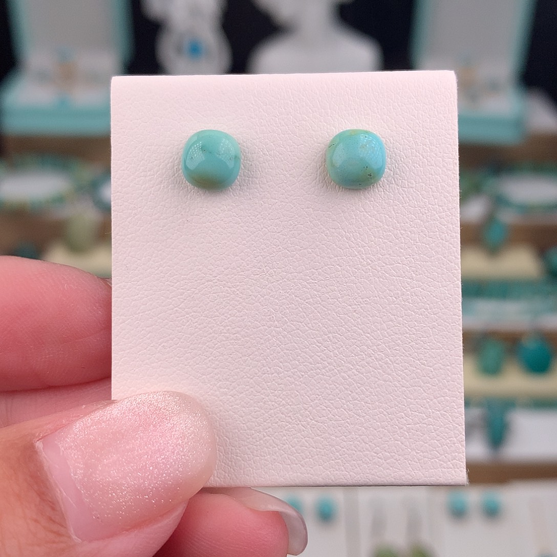 绿松石银S925镶嵌耳饰