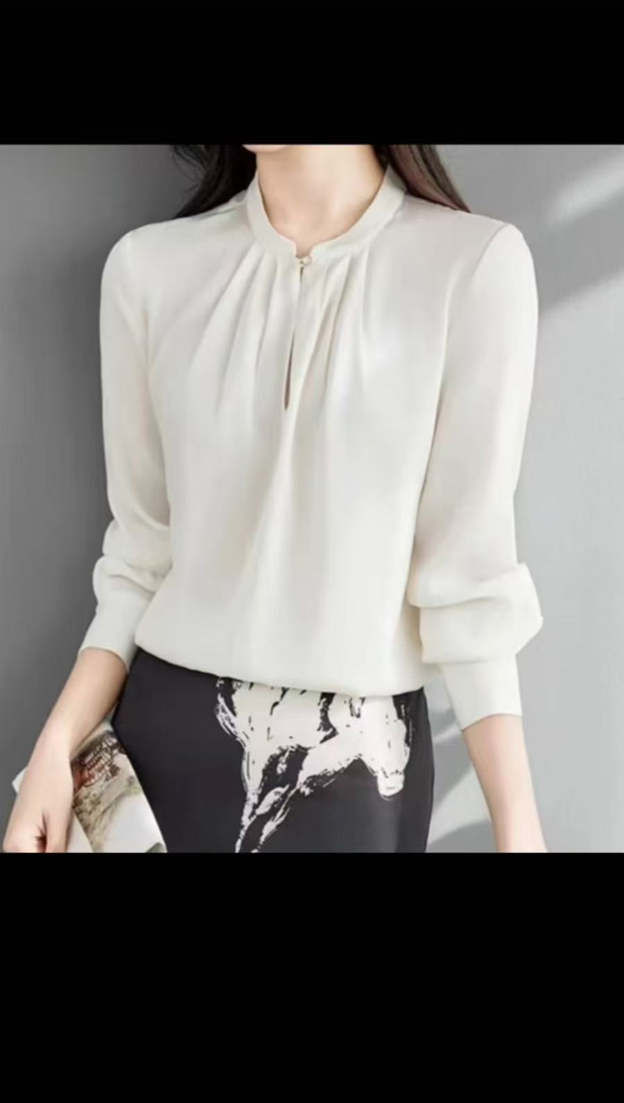 新款女装宽松中长袖纯色小衫上衣