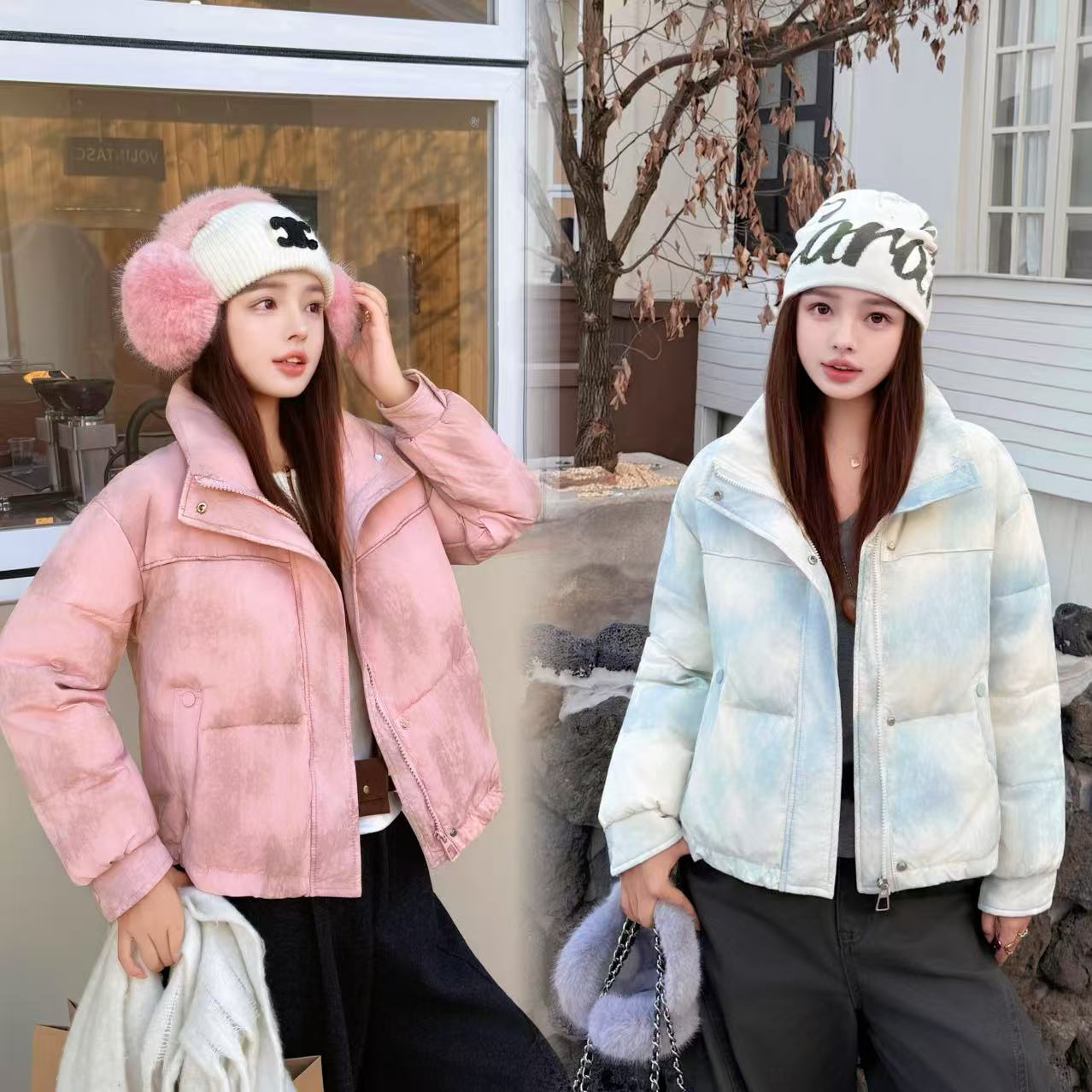 【瑶瑶专属】2509【衣长56】时尚秋冬晕染短款外套保暖韩系立领