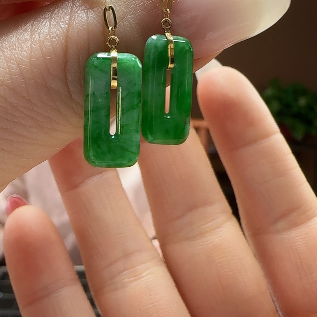 翡翠耳饰18K金镶嵌耳饰