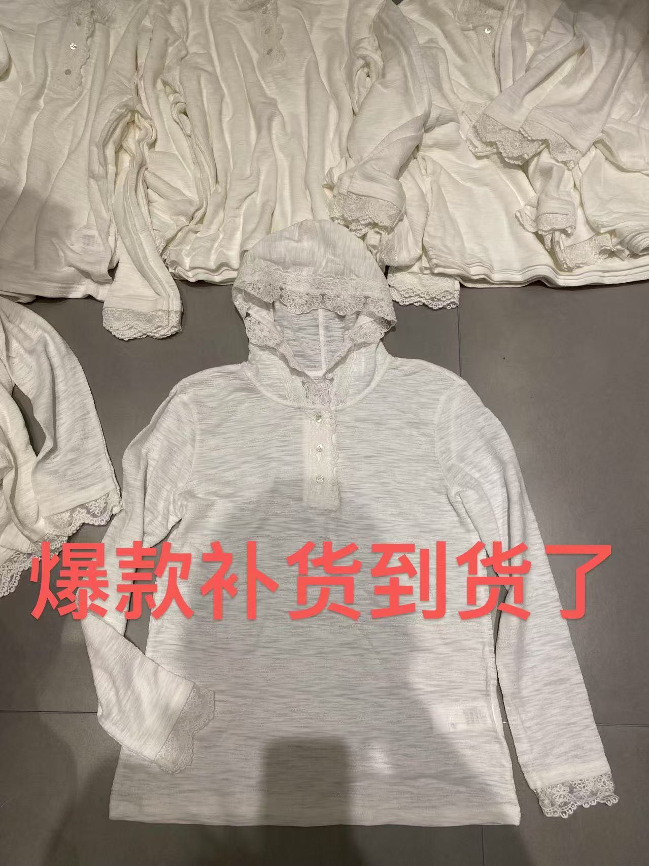 2025欧货新款蕾丝棉质帽衫