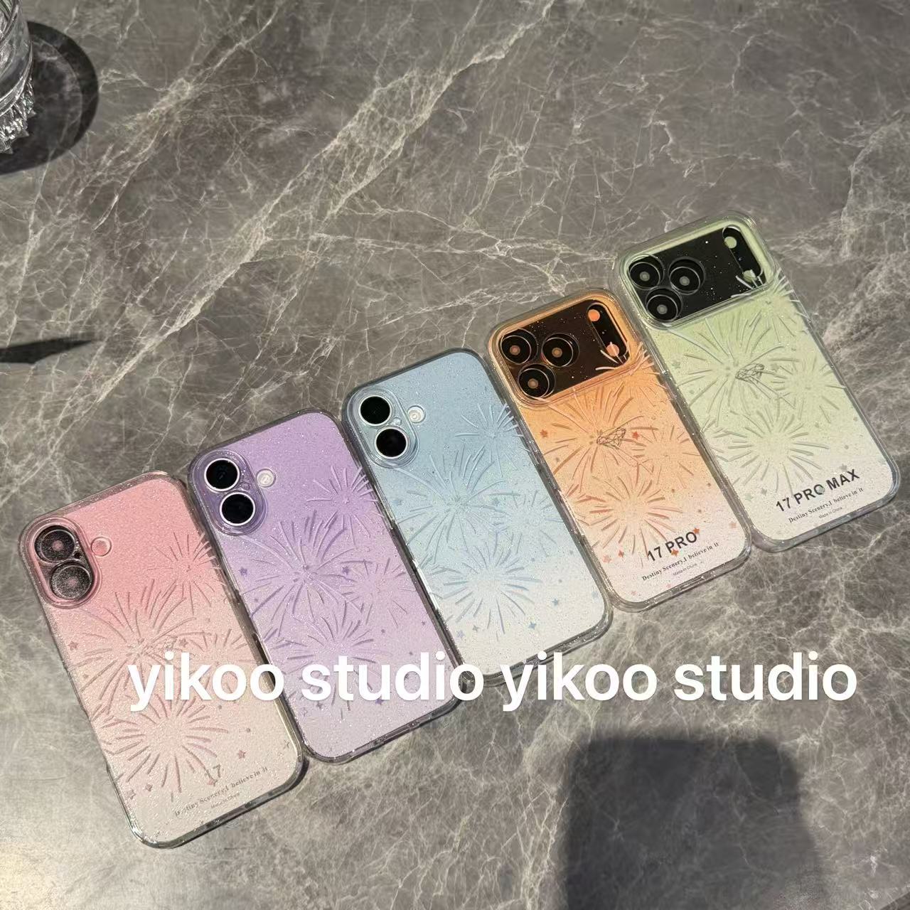 氛围感渐变烟花手机壳适用iPhone17pro软壳全包16pro银色17promax