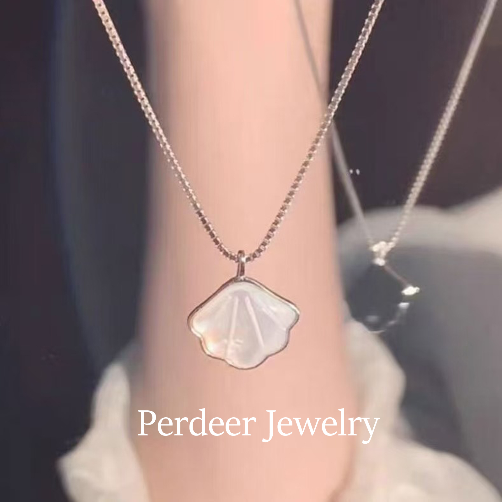 PERDEER 合金项链 一贝子项链女贝壳百搭锁骨链不掉色情人节礼物