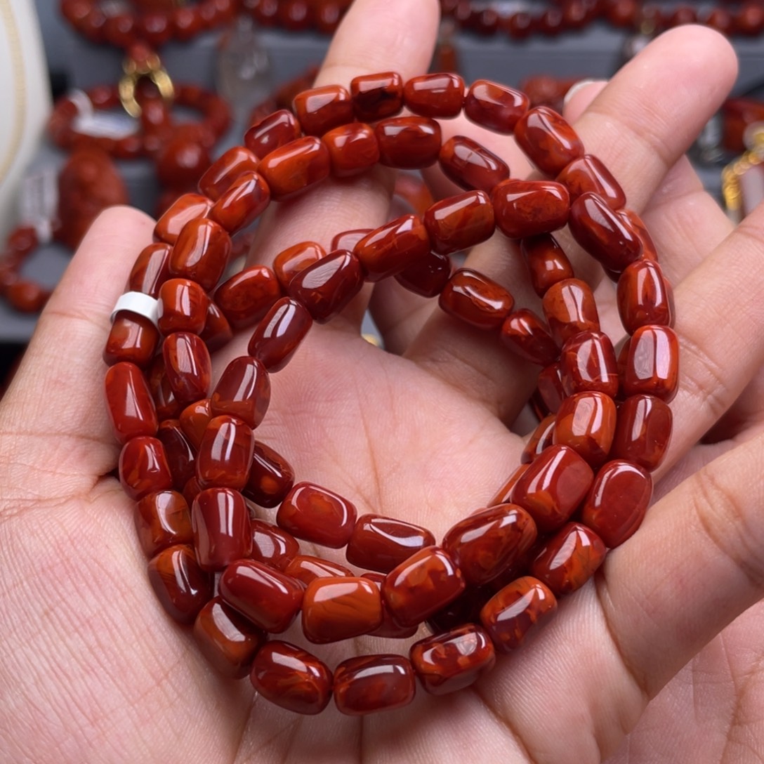 南红玛瑙未镶嵌珠宝奇石多圈7mm