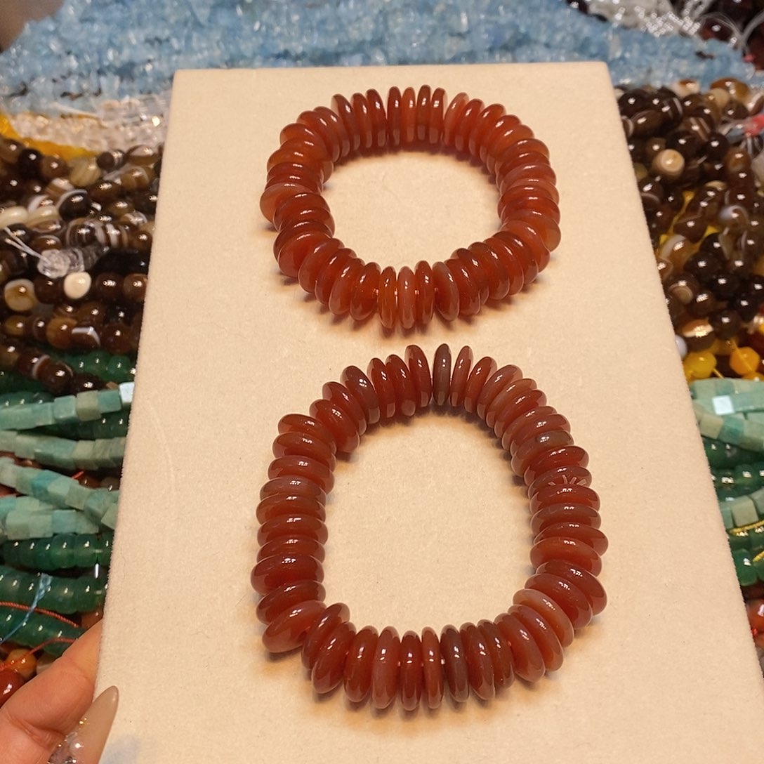 玛瑙/玉髓未镶嵌珠宝半成品天然红玛瑙隔片14mm一串