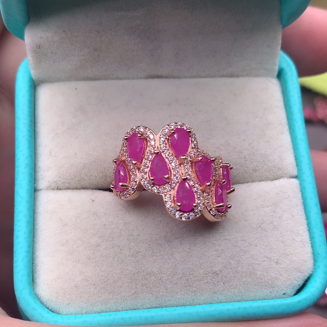 红宝石戒指银S925镶嵌