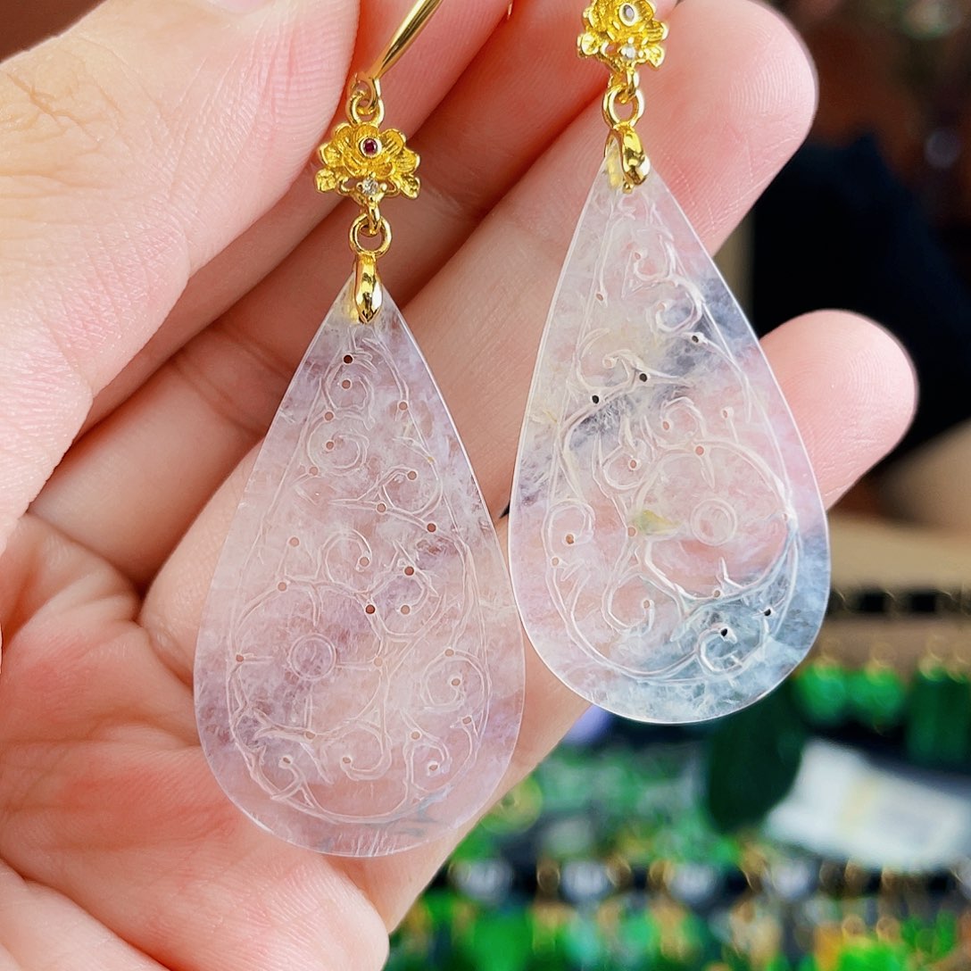 翡翠未镶嵌耳饰饰品