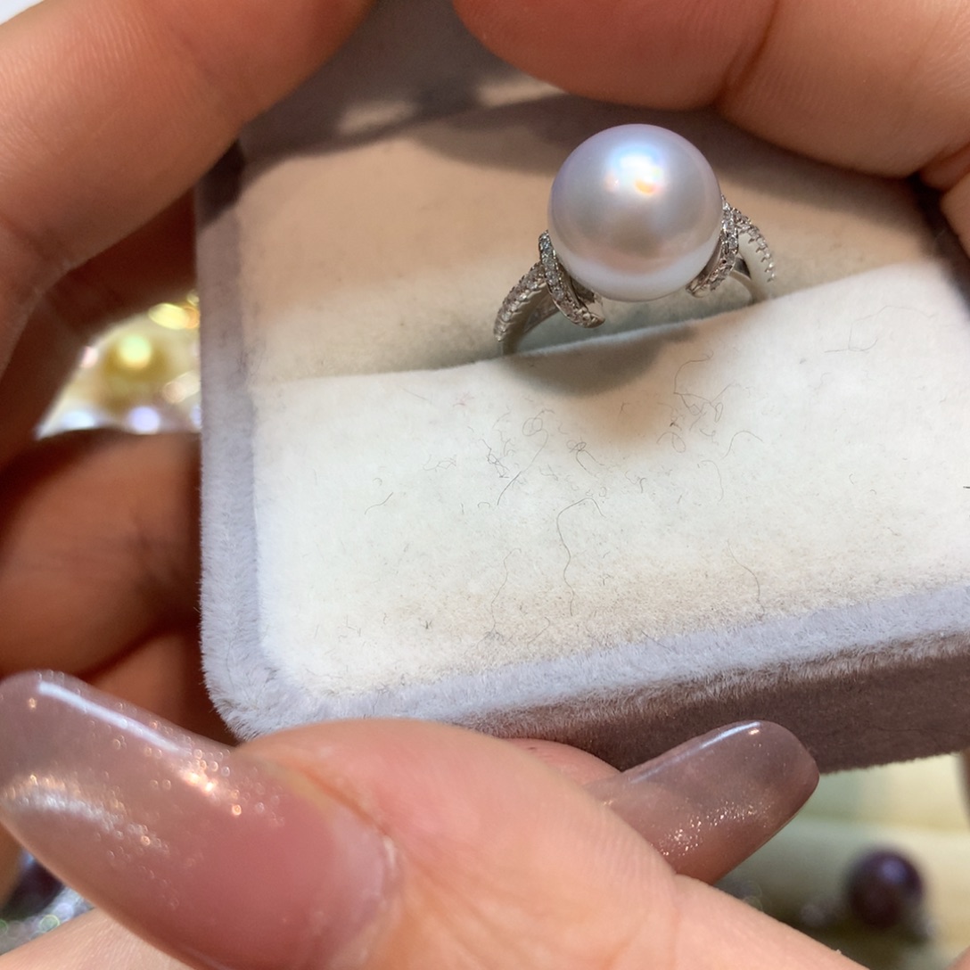 海水珍珠戒指银S925镶嵌