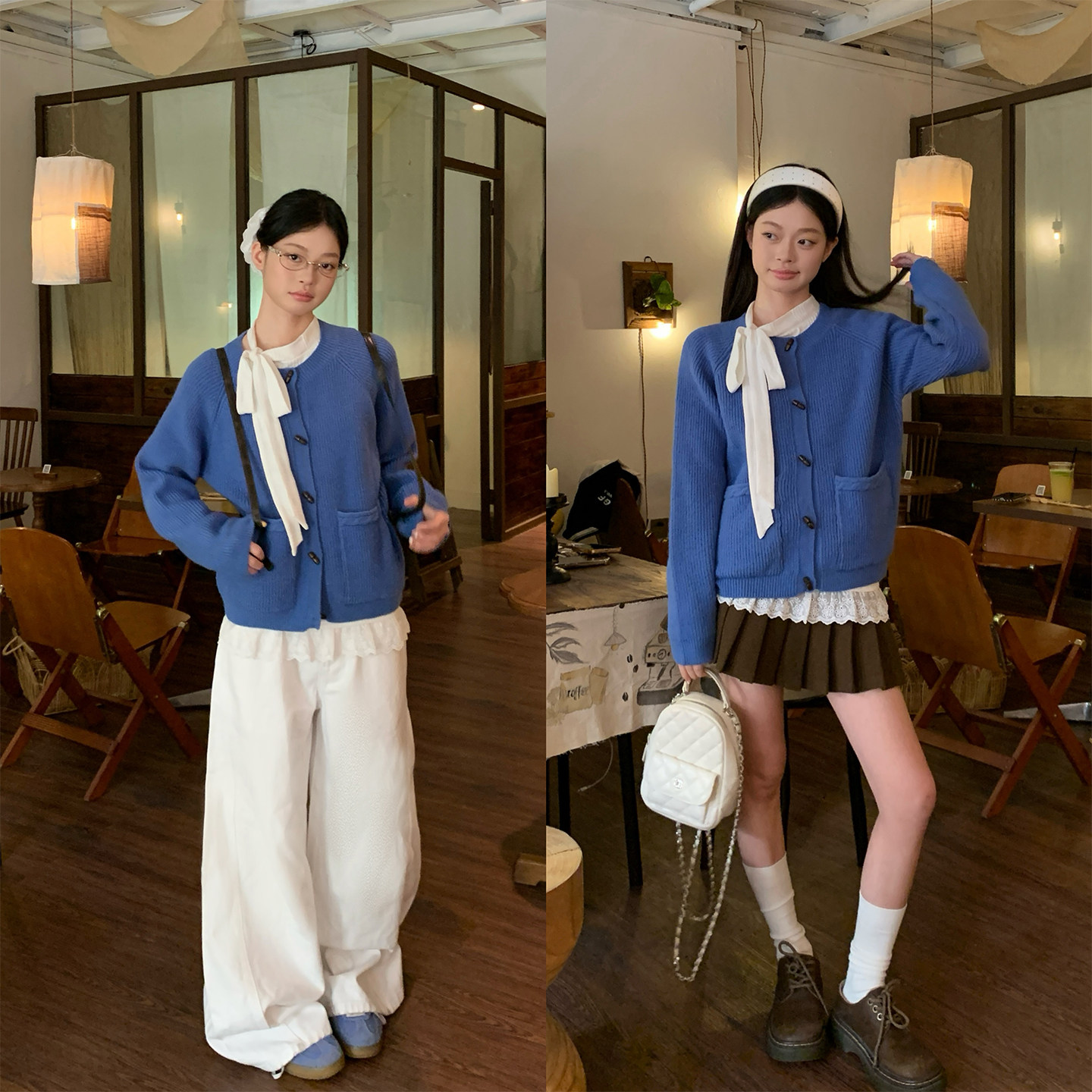 宋正恩12/29 10:00A【克莱因蓝坑条针织木制扣宽松开衫】AAM166