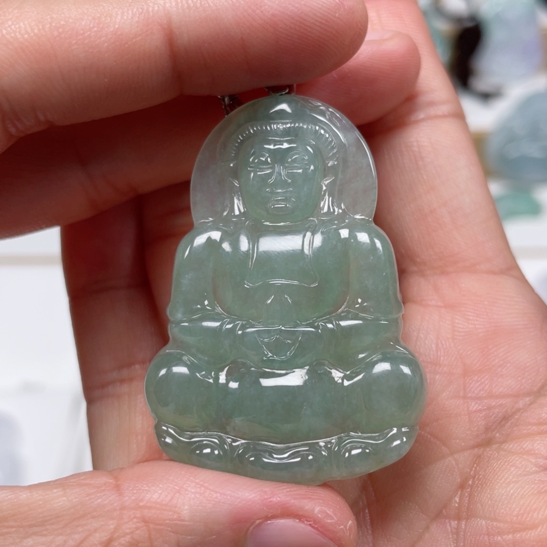 翡翠颈饰未镶嵌天然翡翠A货观音6号