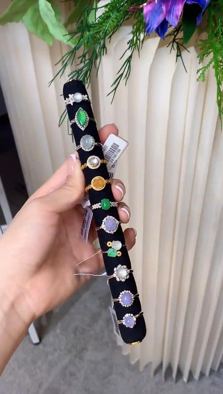 【云中意彩虹盘】18K金镶嵌翡翠戒指-多样性发货一件 -ljj