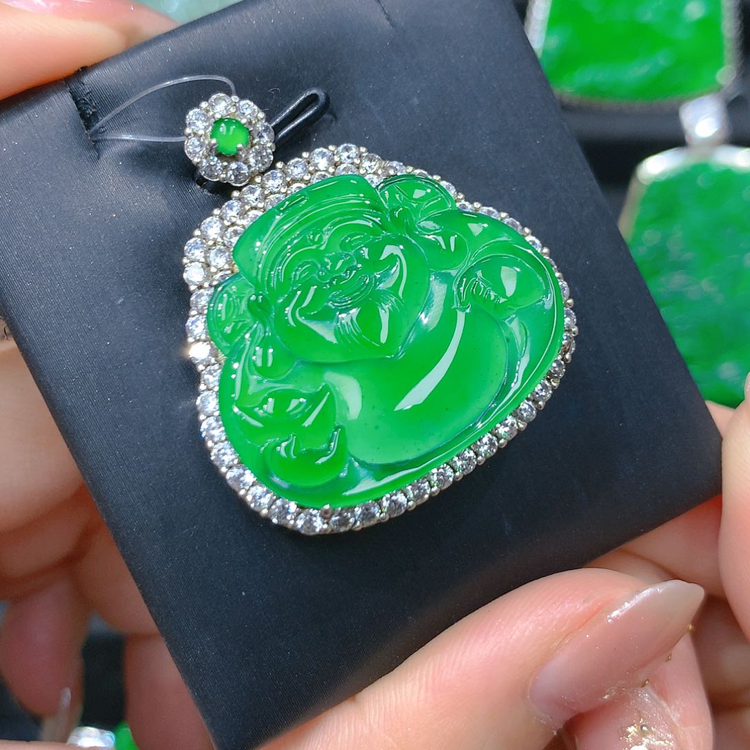 翡翠吊坠(赠链)银S925镶嵌00008