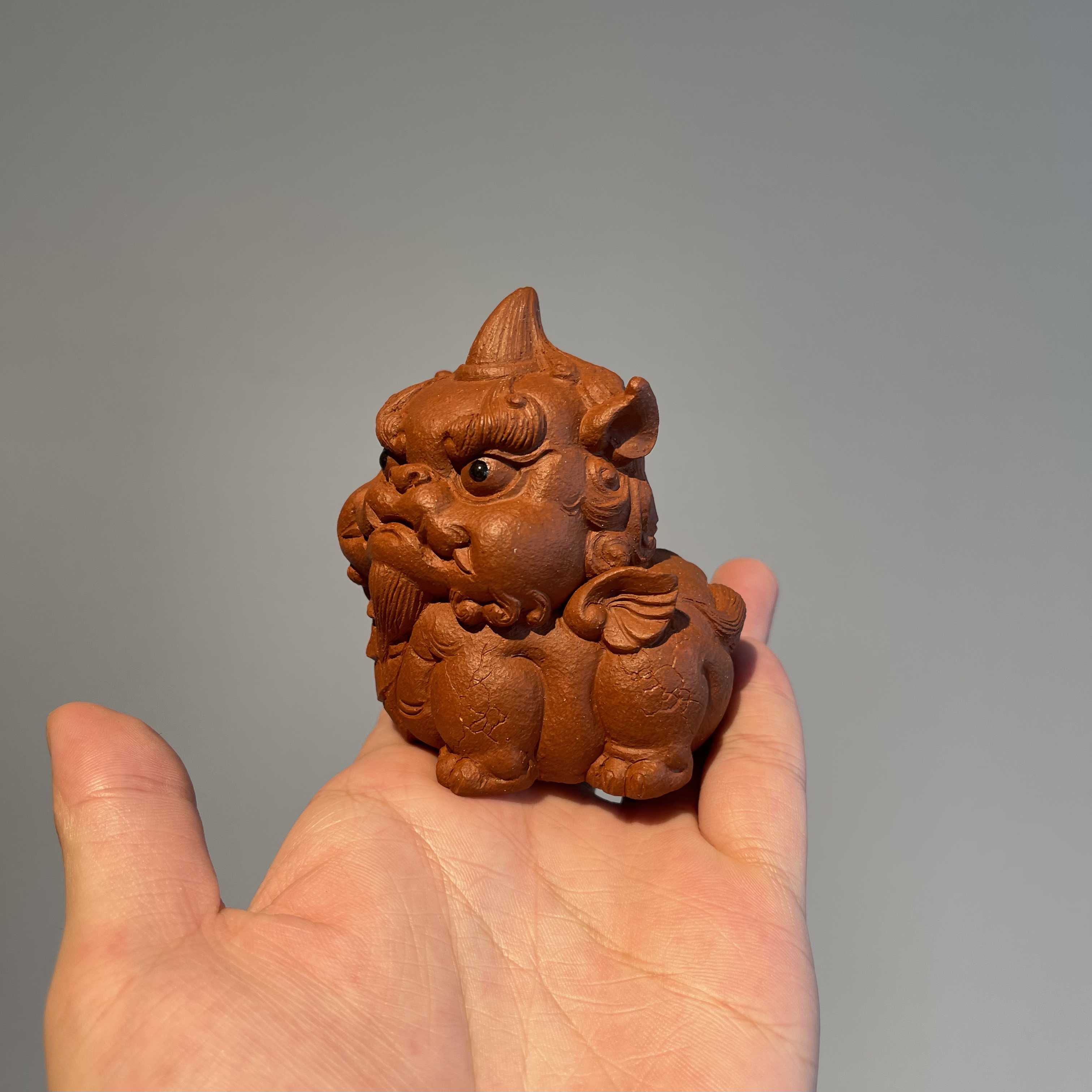 宜兴原矿全手工紫砂茶宠 紫砂貔貅茶宠摆件 胖貔貅 郑裕忠作品