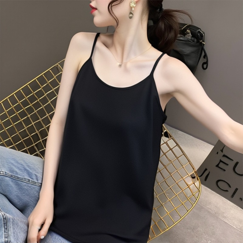 大码女装胖mm简约纯色吊带背心无袖上衣纯棉宽松显瘦百搭夏新款