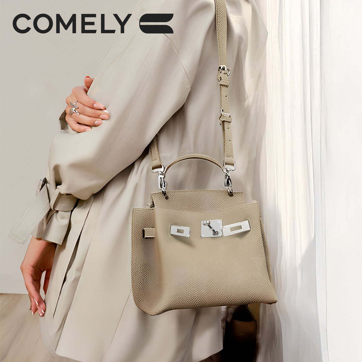 【康莉COMELY】KOS5A706凯莉包时尚单肩腋下包法棍包手提真皮女包