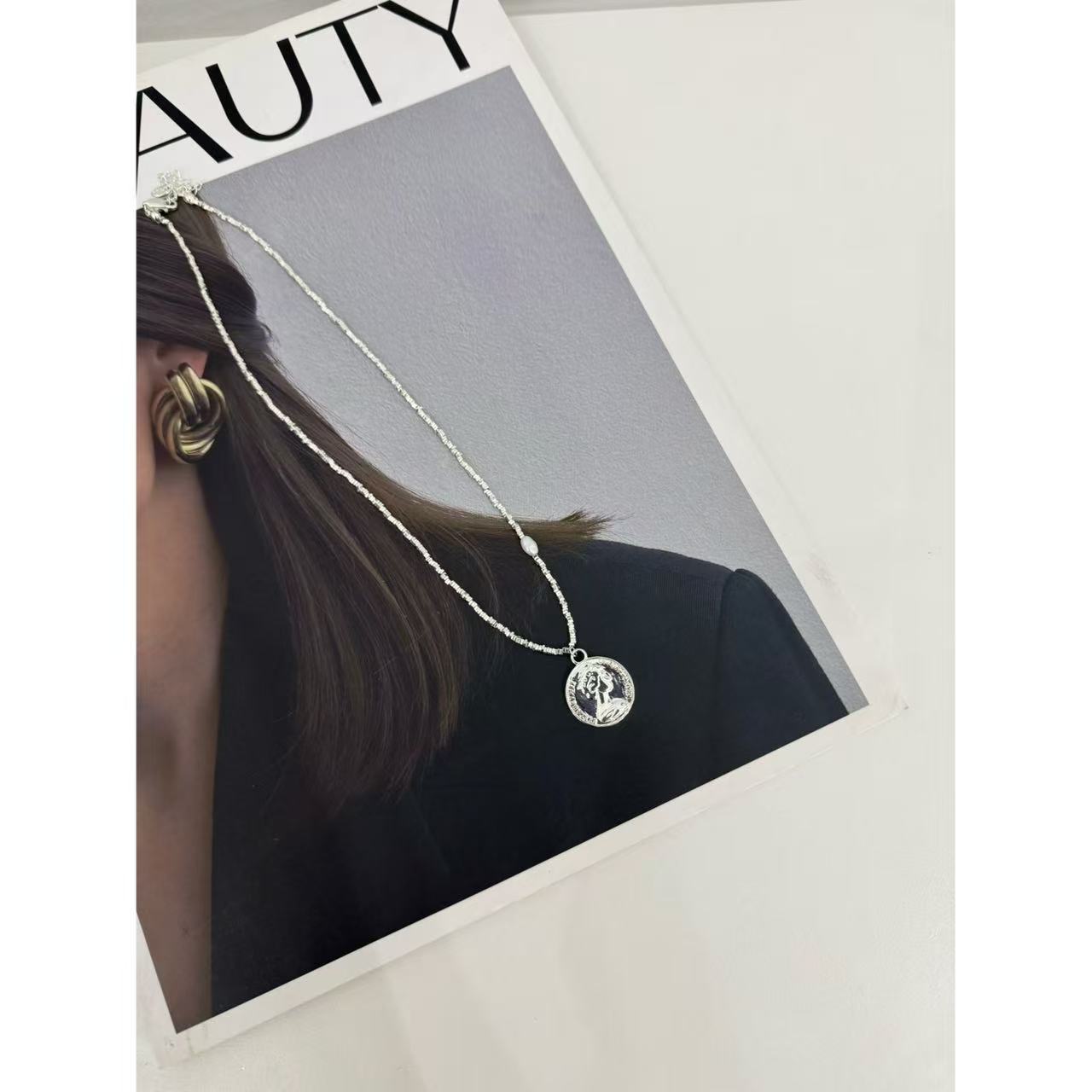 合金仿珍珠项链 SHIJIU 【圆牌牌】碎银几两珍珠项链