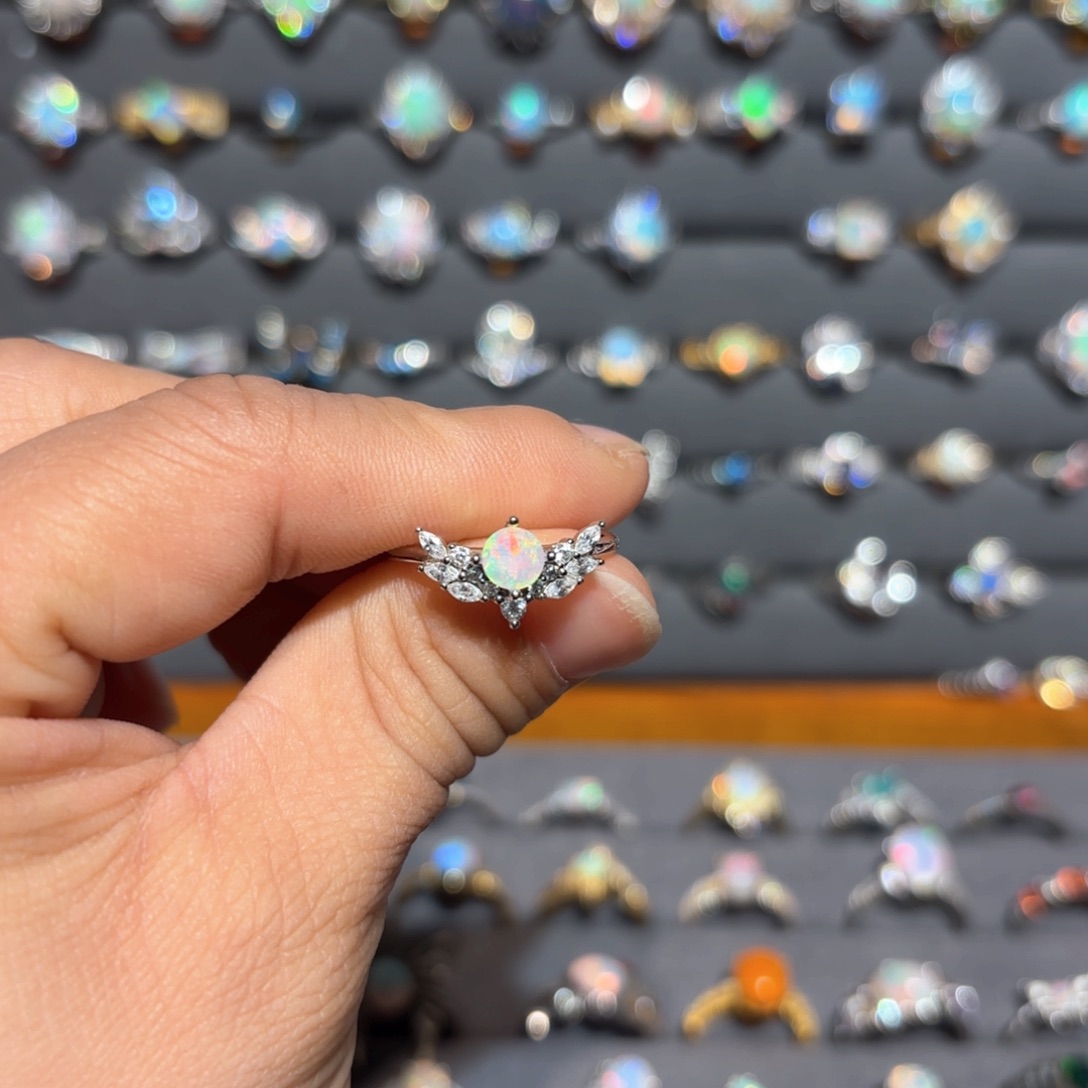 欧泊戒指银S925镶嵌戒指