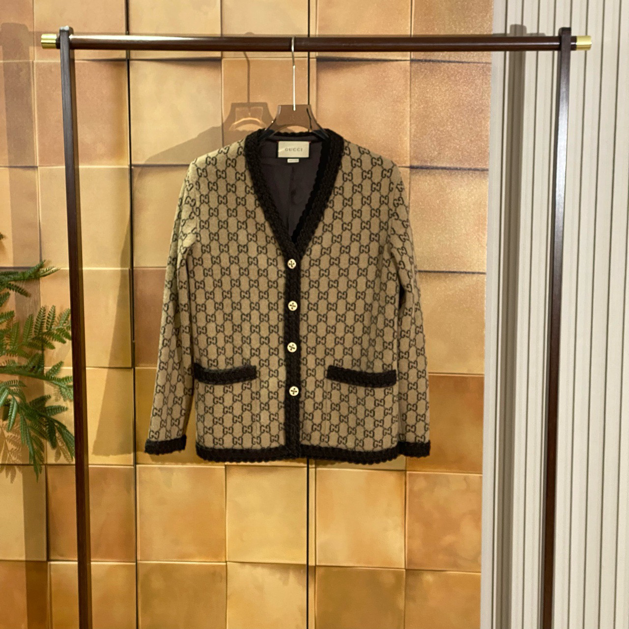 Gucci爆款老花满印羊绒针织开衫/xxs码/99新/27140