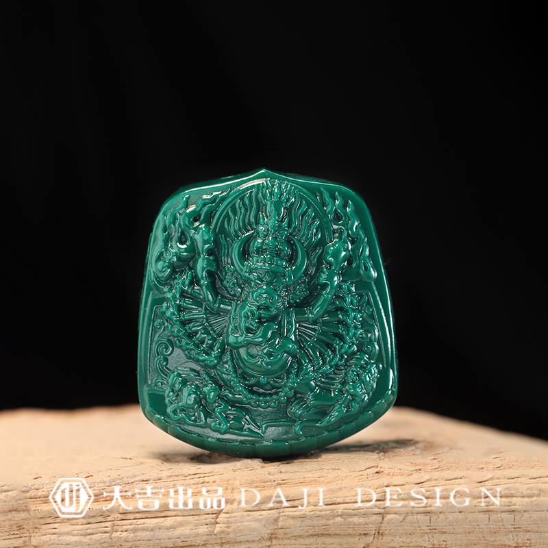 【大吉出品】L-L专属-大威德金刚地狱色雕刻件文玩吊坠锁骨链项链