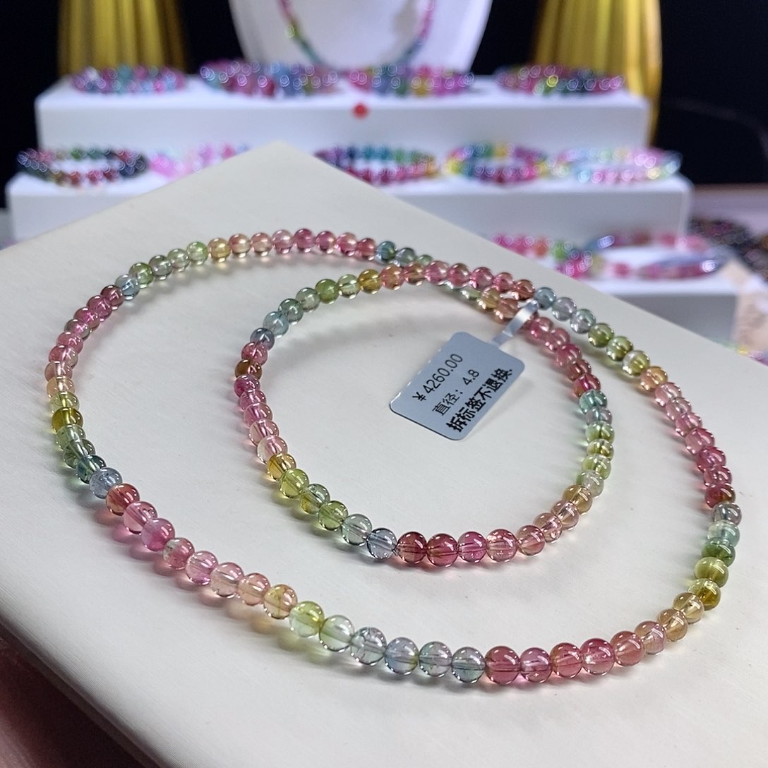 未镶嵌手链碧玺西瓜三圈