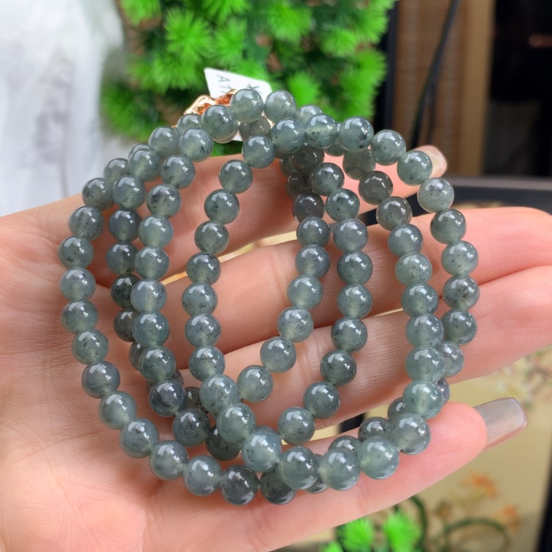 翡翠手链未镶嵌冰胶蓝底乌鸡项链卡6m m